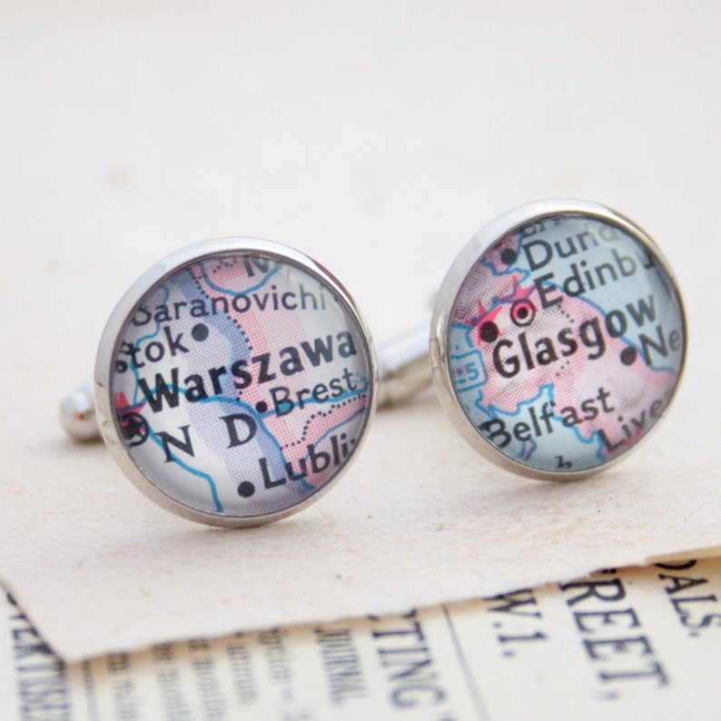 Custom Cufflinks Vintage Map Personalized Cuff links Old Map image 2