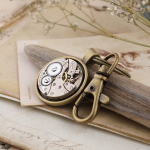 Dark academia keychain, Quirky gifts for boyfriend, Whimsical housewarming gifts, real watch movement keyring
