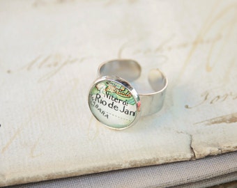 Simple Map Ring Personalized Unisex destination Jewellery with Custom town