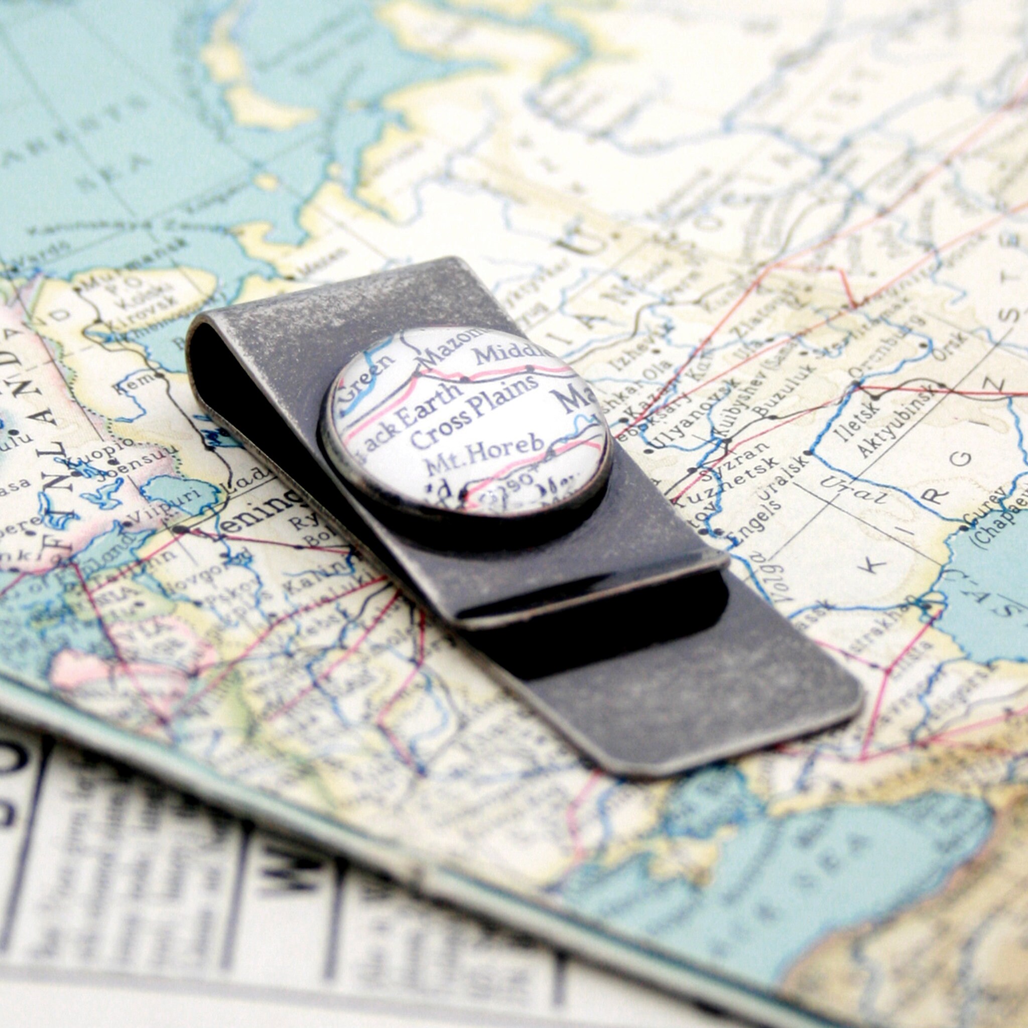 Personalized Map Money Clip: Vintage Custom Location Gift - Etsy
