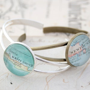 Aangepaste kaart open armband Je kiest een plaats Kaartsieraden Gepersonaliseerde armband Inwijdingsfeest cadeau Love the City-manchetarmband