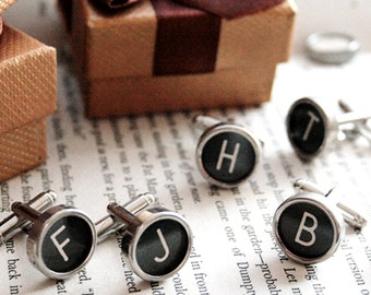 Groomsmen Initial Cufflinks 3 SETS, Antique Typewriter key Groomsmen Gifts, Personalized Wedding Cufflinks