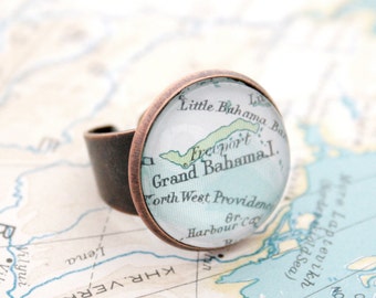 Personalised Copper Ring with Map Design: Perfect Anniversary Gift for Wife