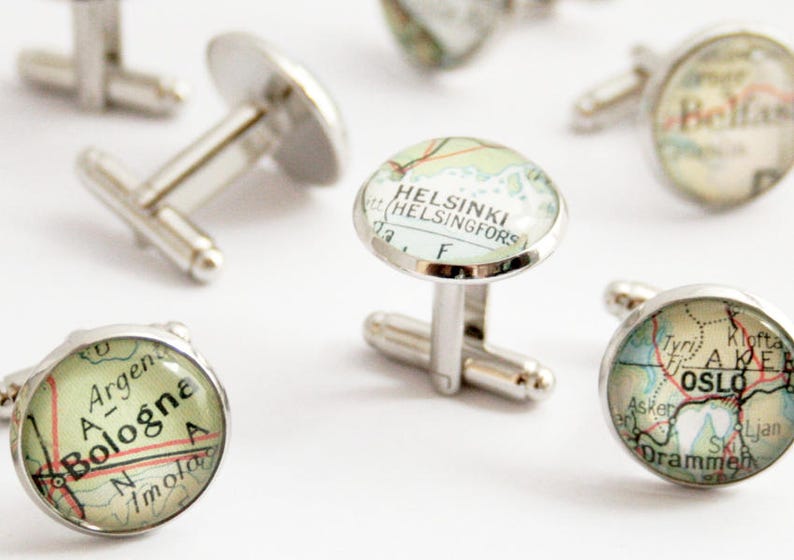 Custom map Cuff link I Old map cufflinks I personalized Fathers Day Gifts for Dad image 7