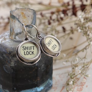 Cute Dangling Typewriter Key Earrings, Unique Jewelry for the Literary Lovers in Romantic Academia Style image 1