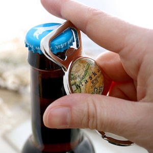Bottle Opener with Keychain with Custom Map Destination Personalized Gift for Him