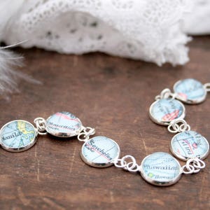 Map Bracelet Custom Jewelry Personalized Birthday Gifts for Her Custom Bracelet Personalized Bracelets for Women Silver