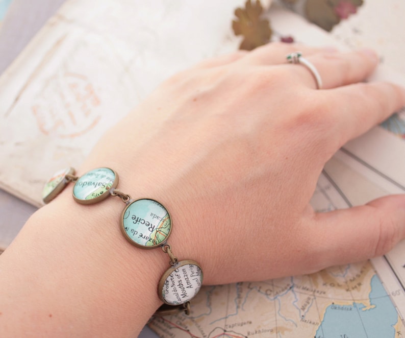 Map Bracelet Custom Jewelry Personalized Birthday Gifts for Her Custom Bracelet Personalized Bracelets for Women image 4