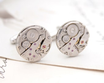 Novelty Cufflinks in Steampunk Style, Clockwork Cufflinks for Men, Birthday Gift for a Geek