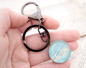 Personalized Keychain Custom Map Keyring, Bespoke Map Location Key Chain Custom Personalized Graduation Gifts