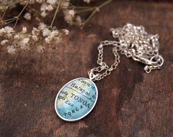 Dainty Necklace with  Map Location of your choice Custom Engagement Gift, Custom Map jewellery