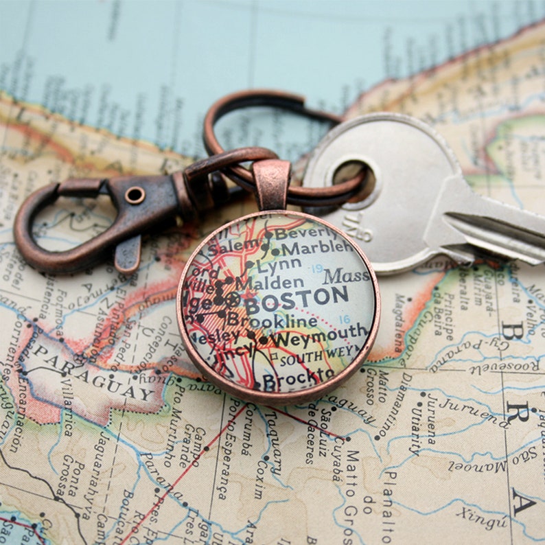 Double Sided Keychain with custom Map piece Bespoke Keyring Personalized Graduation Gifts Map Keyring New Home Gifts Map Keychain image 4