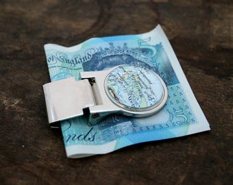 Money Clip with Custom Map I Personalized Gifts for Men I Bespoke Money or Credit Card Holder