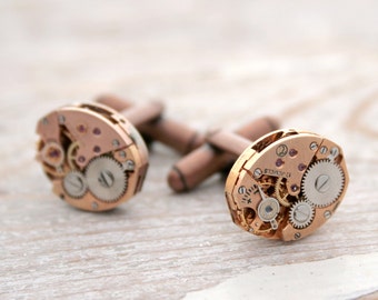 Steampunk Uhrwerk Kupfer Manschettenknöpfe - Perfektes Geschenk zum 7.Hochzeitstag für den Ehemann