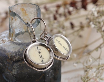 Typewriter key Earrings, Quirky off-white Dangling Earrings made of Antique Typewriter; Jewellery for bloggers