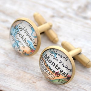 Custom map Cuff link I Old map cufflinks I personalized Fathers Day Gifts for Dad image 4