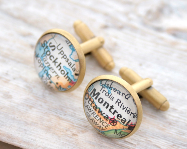 Custom map Cuff link I Old map cufflinks I personalized Fathers Day Gifts for Dad image 4