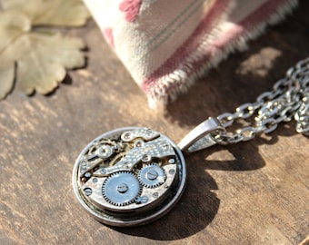 Steampunk Necklace, Watch mechanism gothic mens necklace, Steam Punk Jewellery
