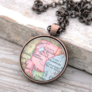 Map Necklace Wanderlust Jewelry I Personalised Coordinates Jewellery I World Map Gift for Mum 1. Antique Copper