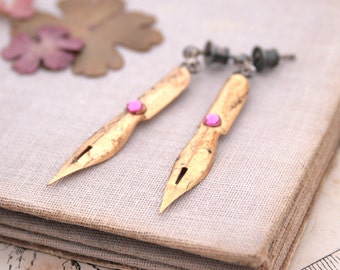 Nostalgic Long Dangle Earrings Pen Nib Bohemian Jewelry