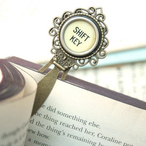 Typewriter Shift Key Bookmark: Antique Bronze Reader Gift