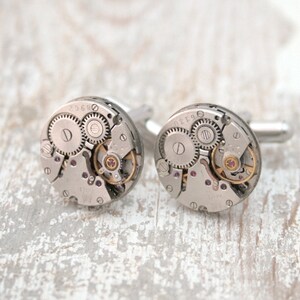 Manschettenknöpfe - Geburtstag Geschenke für Ihn - Steampunk Manschettenknöpfe - Runde Uhrwerke Herren Manschettenknöpfe - Steampunk Schmuck für Herren