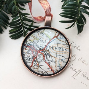 Personalized Christmas Tree Decor with Custom Map Location, First Home Family Xmas Tree Decor
