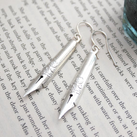 Funky Earrings with Dip Pen Nibs Drop Earrings, Gifts for Wife who is a Writer