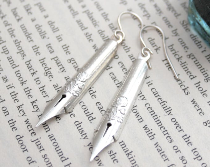 Funky Earrings with Dip Pen Nibs Drop Earrings, Gifts for Wife who is a Writer