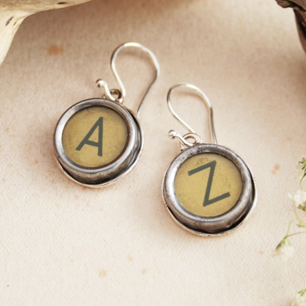 Typewriter key Earrings Custom made Letter Earrings for a Woman Customized Letters Dangle Earrings Old typewriter key jewelry