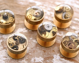 Prom Shirt Studs - Tuxedo Studs with Cogs and Gears in Resin - ONE STUD or set of 4