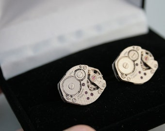 Steampunk Cufflink Watch Movement Steam punk Mechanical Watch Cufflink Steampunk Jewelry Novelty Cuff link Gifts for Men Ready to ship