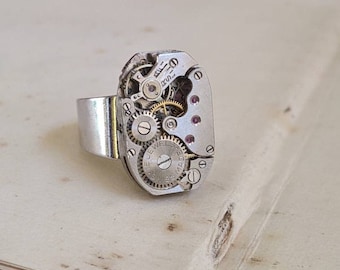 Mens Pinky Ring Steampunk Signet Ring, cool gift for boyfriend