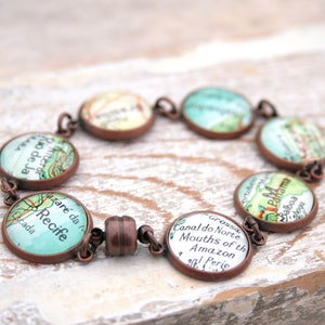 Map Bracelet Custom Jewelry Personalized Birthday Gifts for Her Custom Bracelet Personalized Bracelets for Women Copper