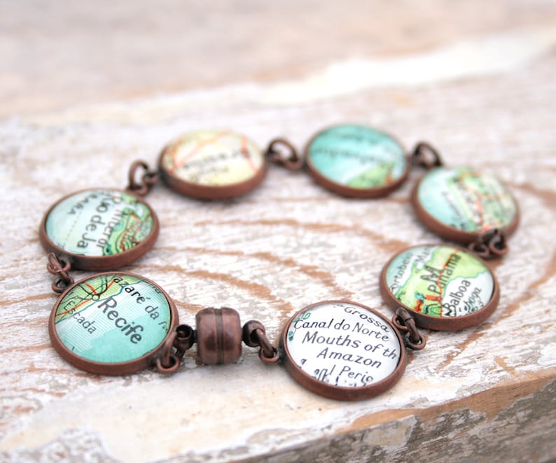 Map Bracelet Custom Jewelry Personalized Birthday Gifts for Her Custom Bracelet Personalized Bracelets for Women Copper