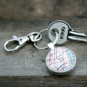 Double Sided Bespoke Keyring Personalized Housewarming Gift Keychain with custom Map New Home Gifts