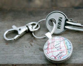 Double Sided Bespoke Keyring Personalized Housewarming Gift Keychain with custom Map New Home Gifts