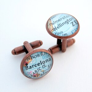 Custom Map Location Copper Cuff link I Personalized Copper 7th Wedding Anniversary Gifts for Husband image 2