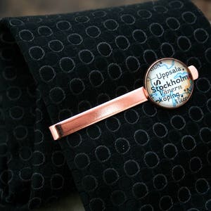 Rose gouden dasspeld aangepaste kaart dasspeld in roségouden jubileumcadeau voor man kaart stropdas huwelijkscadeau voor bruidegom aangepaste stropdasclip