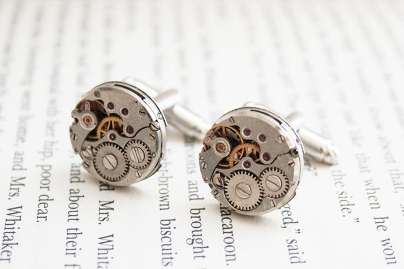 Cufflinks Steampunk Cuff links Clock cufflinks Clockwork Cufflink mechanical cufflinks Gift for Men Father of the Bride image 2