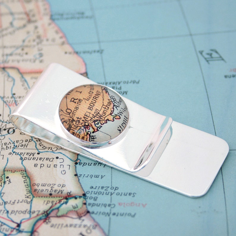 Custom Money Clip with Map, Personalized Gifts for Men Money Clip Card Holder, Christmas Gift for Dad image 5