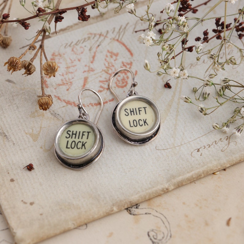 Cute Dangling Typewriter Key Earrings, Unique Jewelry for the Literary Lovers in Romantic Academia Style image 7