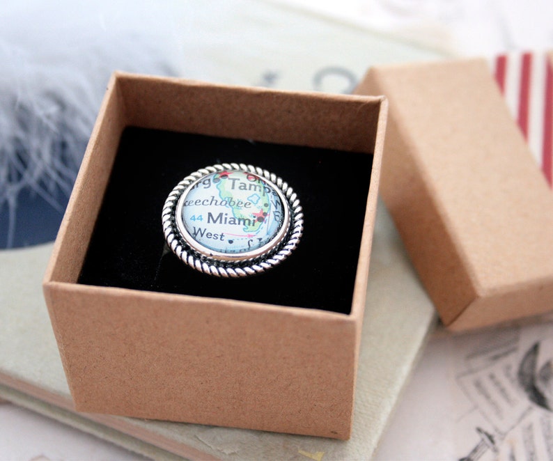 Custom Ring Personalized Gifts for Women Map Ring I Wanderlust Gifts Farewell Cocktail Ring