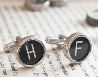 Letter Cufflinks Customized Initial Typewriter key cufflink for Him