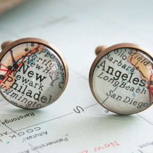 Custom map Cuff link I Old map cufflinks I personalized Fathers Day Gifts for Dad image 1