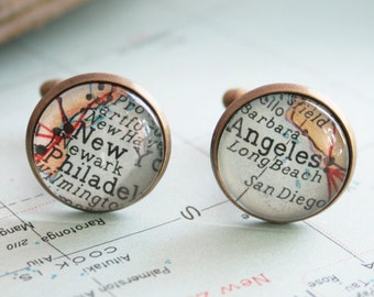 Custom map Cuff link I Old map cufflinks I personalized Fathers Day Gifts for Dad