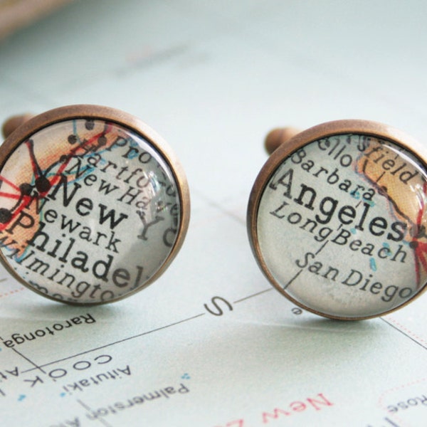 Custom map Cuff link I Old map cufflinks I personalized Fathers Day Gifts for Dad