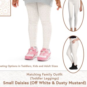 Kids Leggings |  Small Daisies Off White and Dusty Mustard | Floral Leggings | Mommy and Me | Soft Leggings | Matching Family Outfit