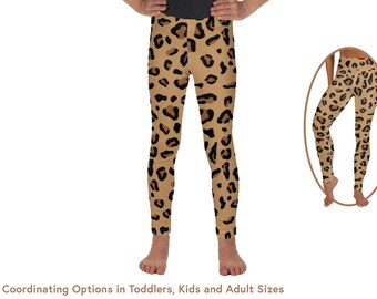 Kids Leggings | Kids Cheetah Print Leggings (large print) for Girls, Toddlers | Leopard Animal Print Fall Leggings | Matching Family Outfit