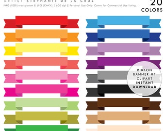 banners clip art digital folded ribbon banners instant etsy